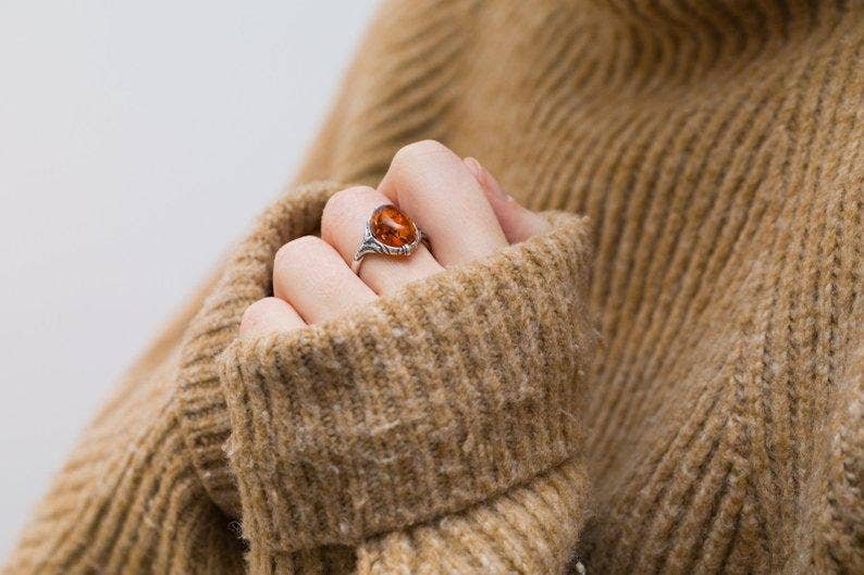 Boho Amber Ring: M