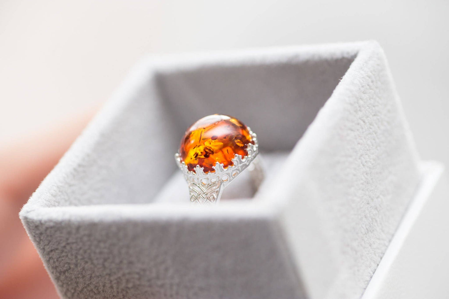 Princess Crown Amber Ring