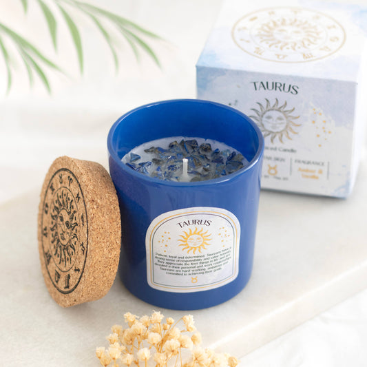 Taurus Amber & Vanilla Zodiac Crystal Candle