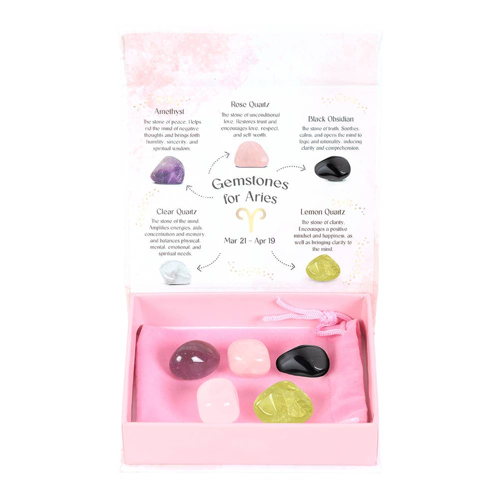 Aries Zodiac Crystal Tumblestone Set