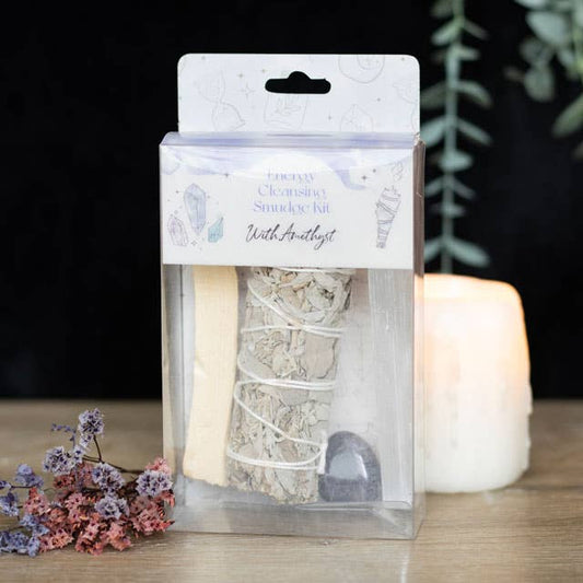 White Sage Smudge Kit with Amethyst Crystal