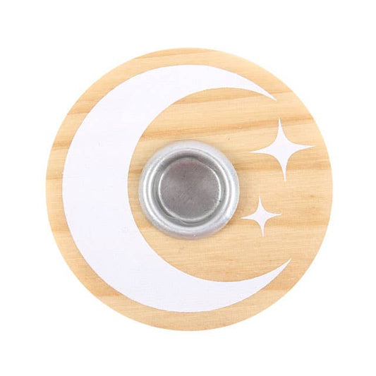 Natural Wooden Mystical Moon Spell Candle Holder