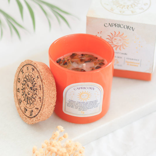 Capricorn Sandalwood & Jasmine Zodiac Crystal Candle