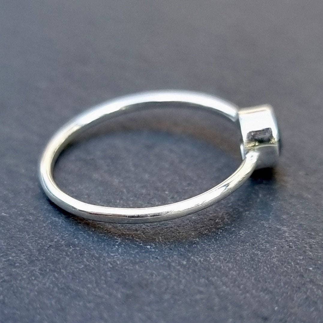 Dainty Sapphire 5mm 925 Silver Stacking Ring, R10S: US 8 1/2 / UK Q1/2