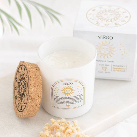 Virgo Sandalwood & Patchouli Zodiac Crystal Candle