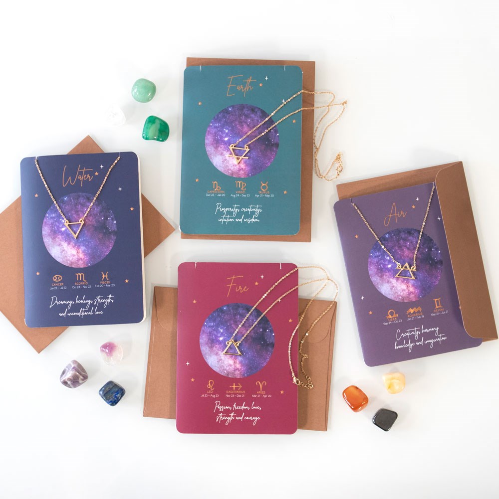 Earth Element Zodiac Necklace On Greeting Card