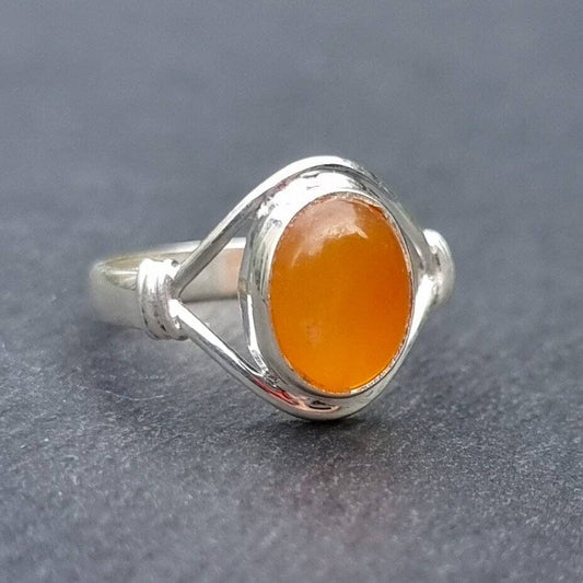 Carnelian 925 Sterling Silver Ring, R13CARN: US 9 3/4 / UK T