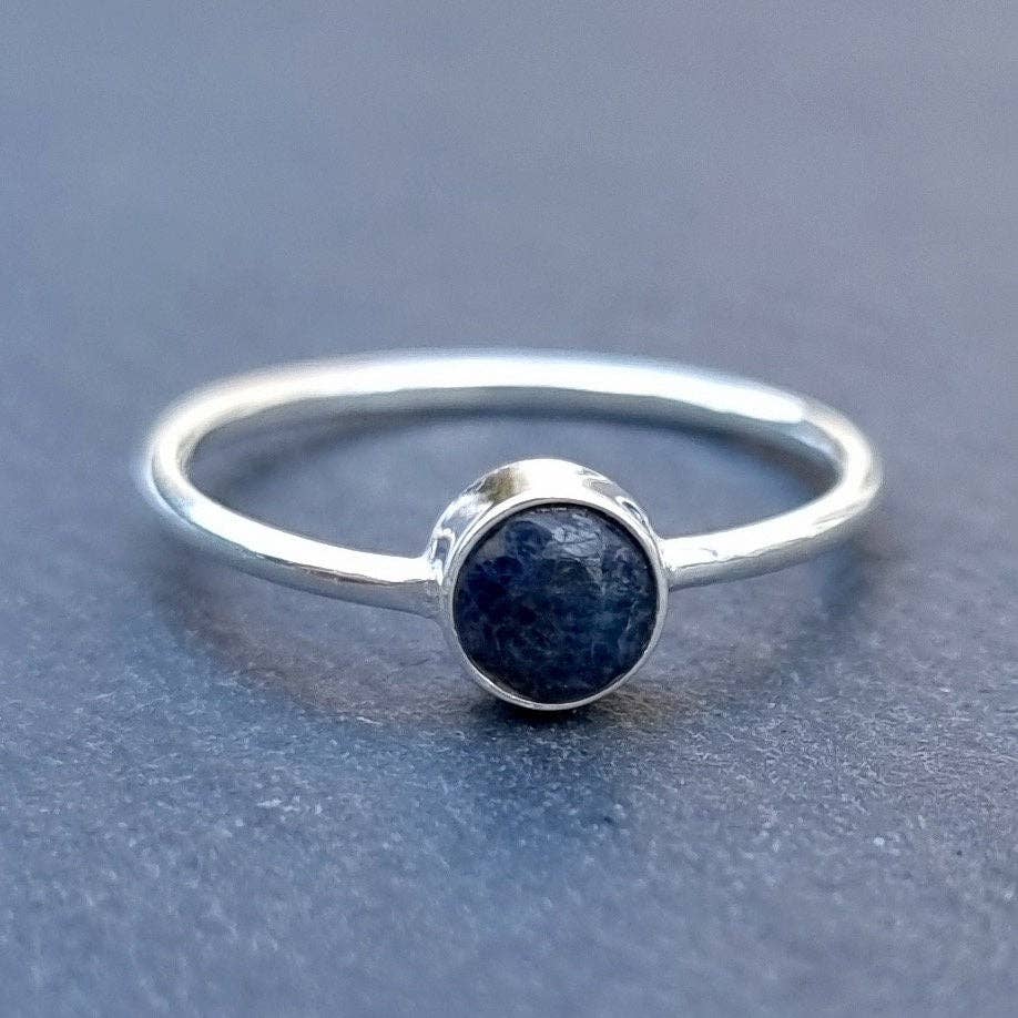 Dainty Sapphire 5mm 925 Silver Stacking Ring, R10S: US 8 1/2 / UK Q1/2