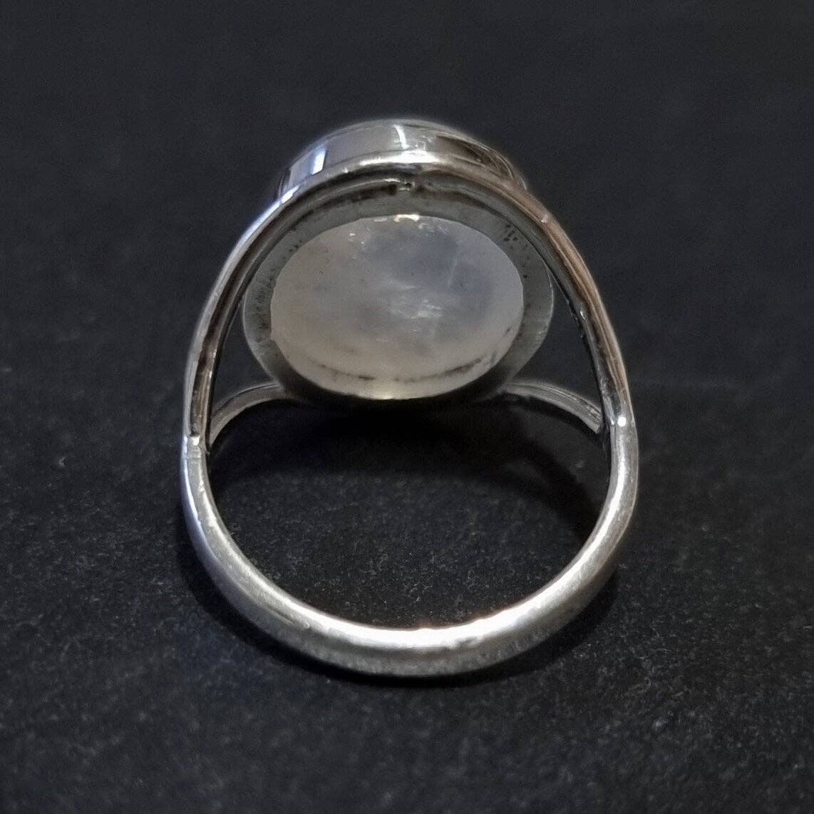 Oval Rainbow Moonstone Silver Ring, 15mm x 12mm, R80MS: US 10 3/4 / UK V