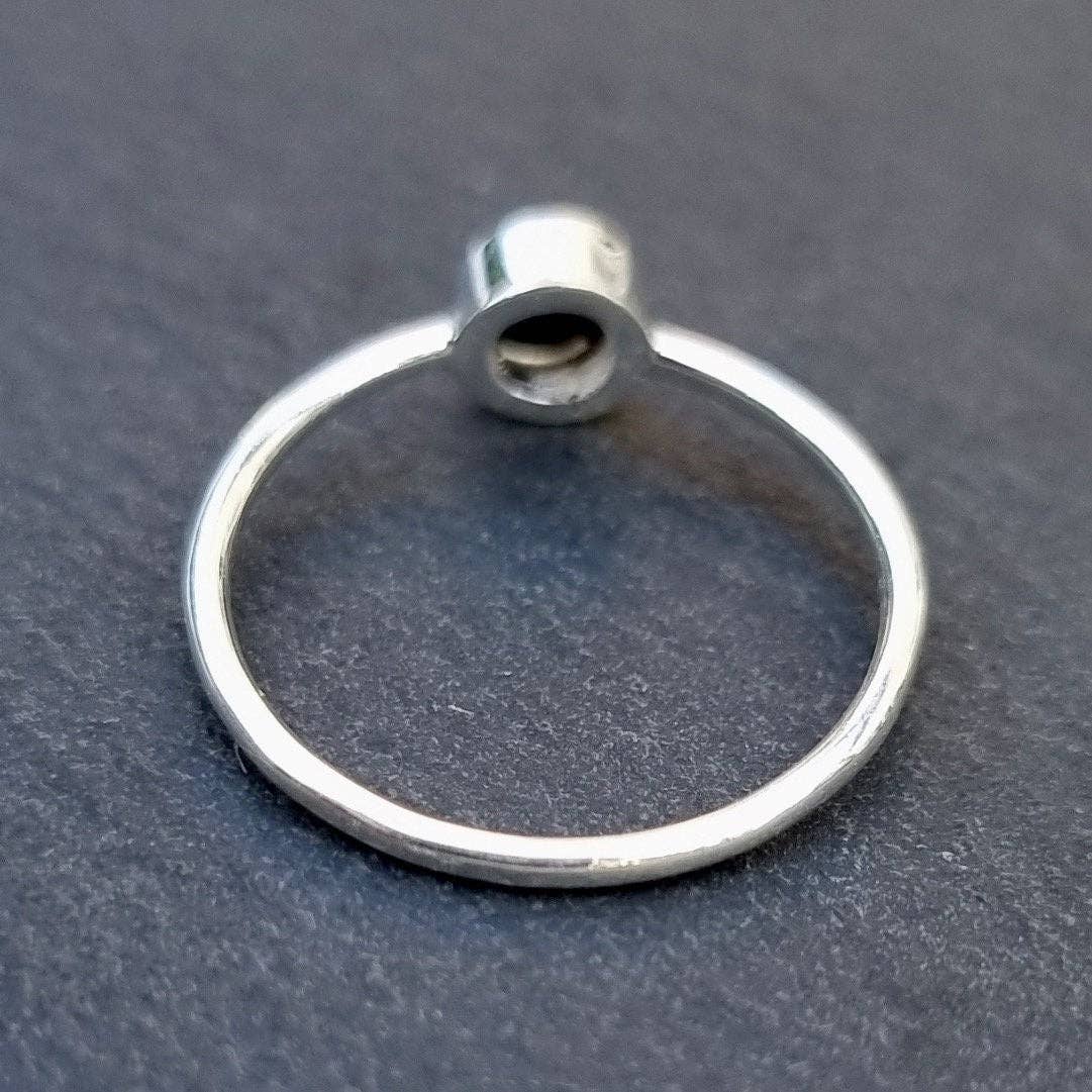 Dainty Sapphire 5mm 925 Silver Stacking Ring, R10S: US 8 1/2 / UK Q1/2